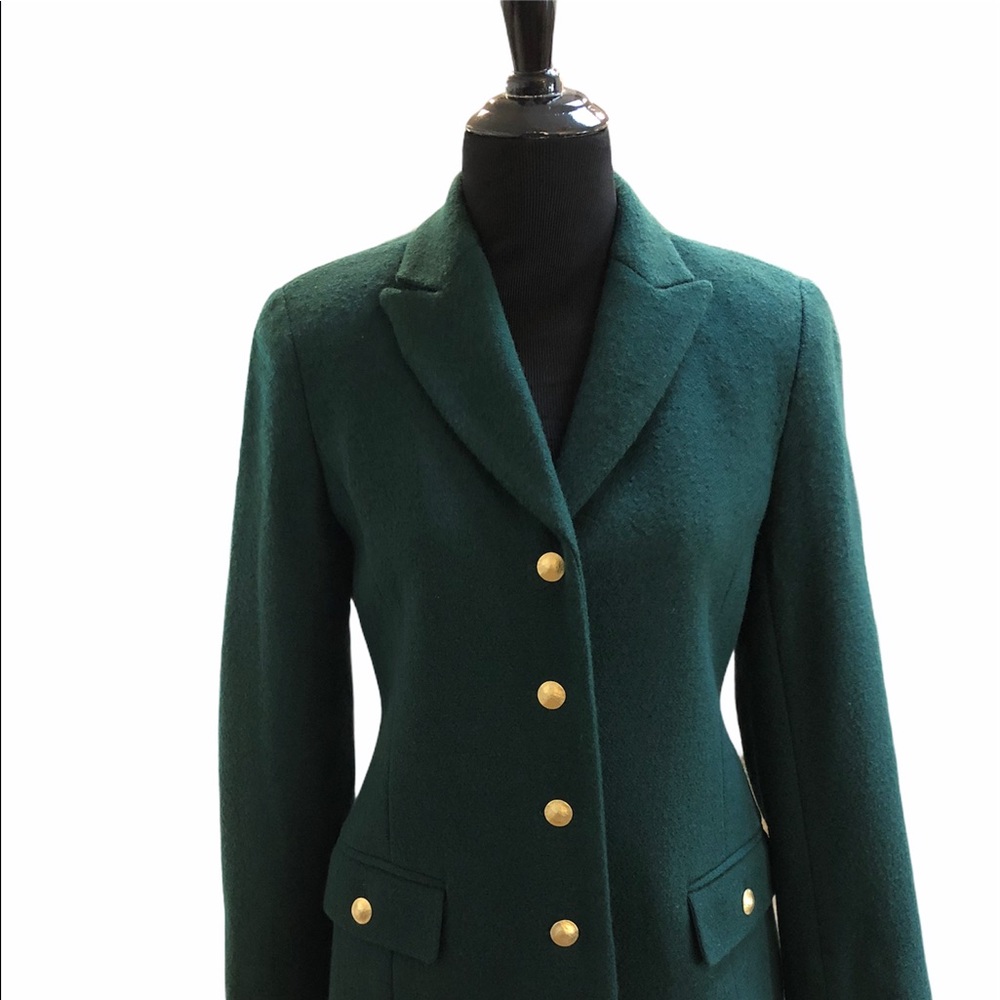 Talbots Petites Size 2 Wool Hunter Green Blazer